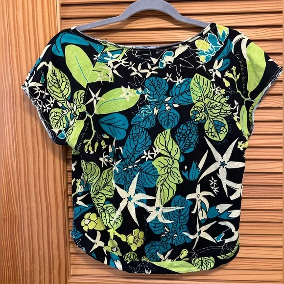 Kealopiko Hawaii Tropical Print Cropped Tee T-shirt size XS - Picture 2 of 11